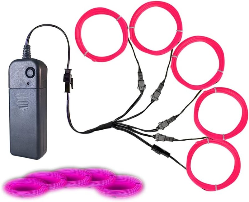 TiTiToo Neon Light 5-in-1 Meter Wire,Portable Battery Pack with Decorative Wire, Suitable for Birthday Parties, Thanksgiving, and Other Occasions (Pink) - Image 1